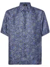 Fendi Logo-print Linen Shirt In Blue