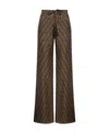 Fendi Ff Silk Twill Wide Leg Trousers Clothing In Black
