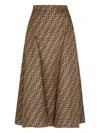 Fendi Ff Twill High-waisted Skirt In Burgundy