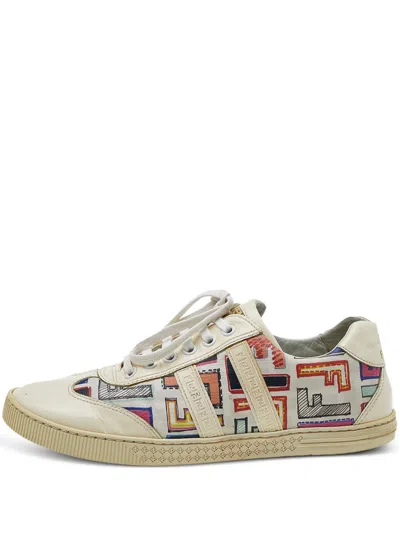 Pre-owned Fendi Ff-print Sneakers