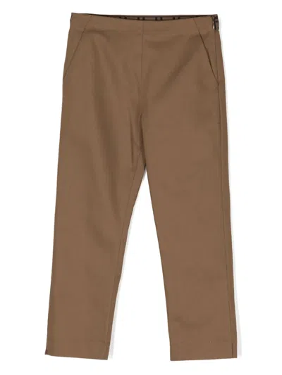 Fendi Kids' Ff-print Straight-leg Trousers In Brown