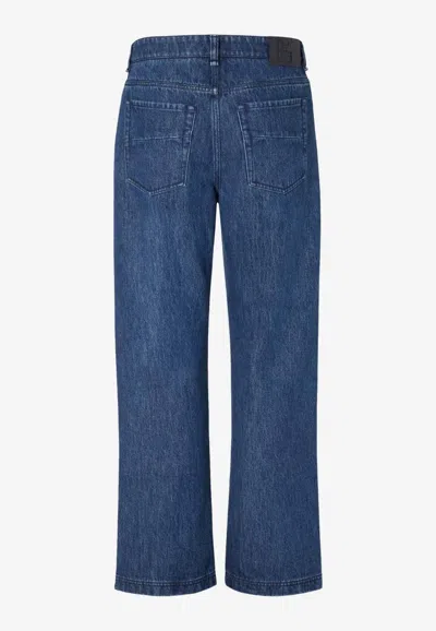Fendi Ff Print Straight-cut Jeans In Blue