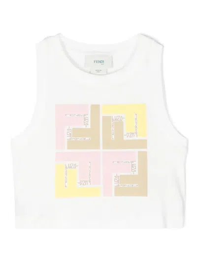 Fendi Kids' Ff-print Tank Top In White