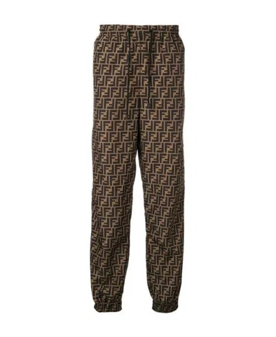 Fendi Ff Print Track Pants In Brown