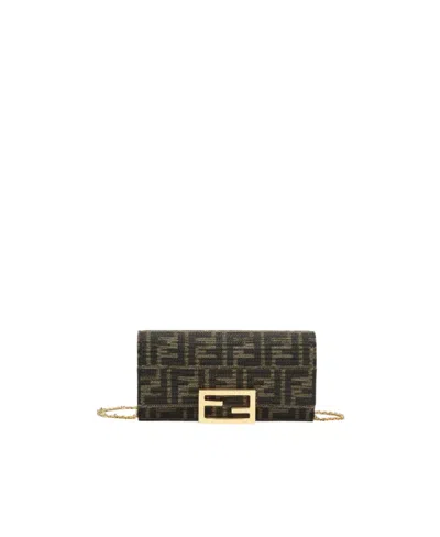 Fendi Ff-print Wallet In Brown