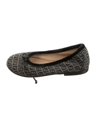 Pre-owned Fendi Kids' Ff Printed Ballet Flat In Grey