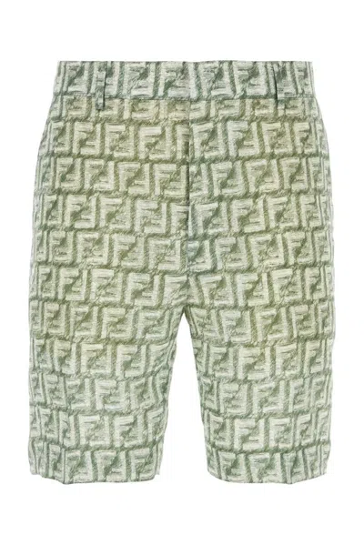 Fendi Ff Printed Bermuda Shorts In Verde