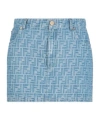 Fendi Women Ff Chambray Mini Skirt In Blue