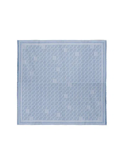 Fendi Blue Wool Shawl