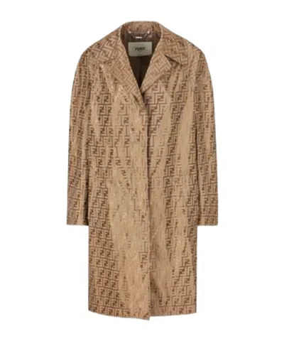 FENDI FENDI FF PRINTED LONG SLEEVED COAT