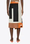 Fendi Ff Puzzle Knitted Draped Midi Skirt In Multi