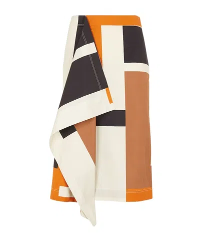 FENDI FENDI ASYMMETRIC HEM DRAPED MIDI SKIRT