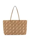 Fendi Borsa Shopping Roll Grande In Paglia Ricamata Donna