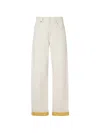 Fendi Ff Reverse Denim Jeans Belt Loops In Yellow