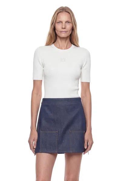 Fendi Ff Reverse Denim Mini Skirt In Blue