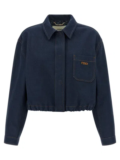 Fendi Ff Reverse Puffer Jackets Blue