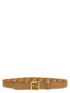 Fendi Brown Leather Belt In Beige