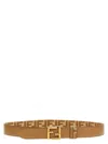 Fendi Brown Leather Belt In Beige