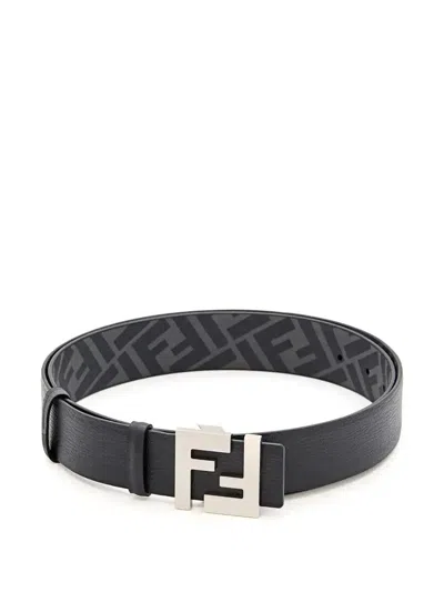 Fendi Ff Reversible Belt In Black