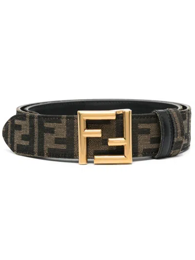 Fendi Ff Reversible Belt In Black