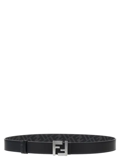 Fendi Ff Reversible Belt In Black