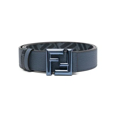 Fendi Ff Reversible Belt In Blue