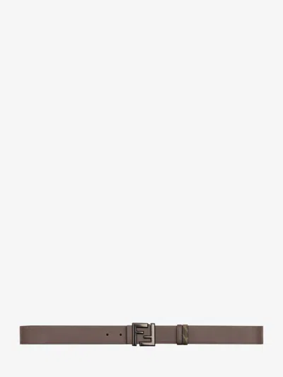 Fendi Ff Reversible Belt In Brown