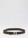 Fendi Ff Square Reversible Leather Belt In Brown