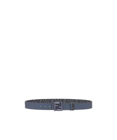 Fendi Ff Reversible Belt In Gray