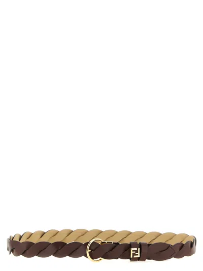 Fendi Ff Reversible Belt In Brown