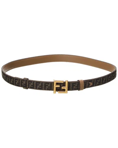 Fendi Ff Reversible Jacquard & Leather Belt In Red
