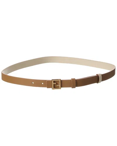 Fendi Ff Reversible Leather Belt In Brown