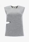 Fendi Ff Reversible Tank Top With Cut-out In Gray