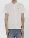 Fendi Ff Ribbed Collar Polo Shirt In White