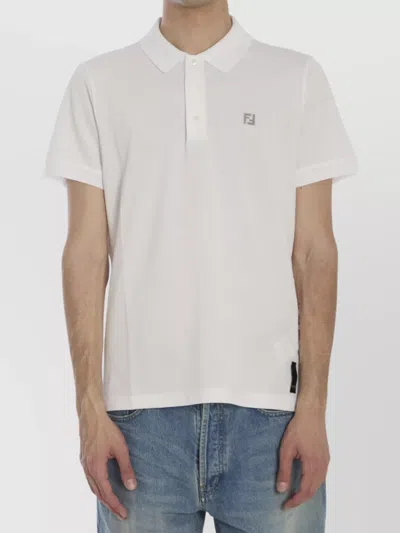 FENDI FF RIBBED COLLAR POLO SHIRT