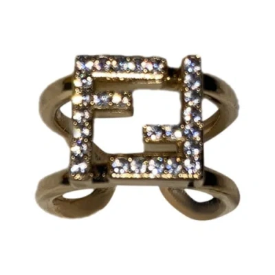 Pre-owned Fendi Ff Ring In Gold