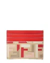 Fendi Ff Roma Leather Card Case In Red