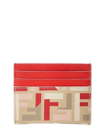 Fendi Ff Roma Leather Card Case In Red