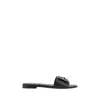 Fendi Open Toe Leather Signature Slippers In Black