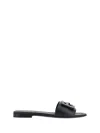 Fendi Baguette Leather Flat Sandals In Nero/nero
