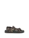Fendi Feel Satin Sandals In Brown
