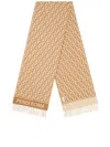 Fendi Camel Wool And Cashmere Ff Scarf