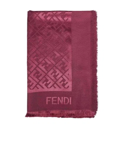 Fendi Ff Scarf In Burgundy