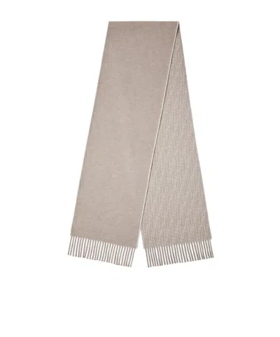 Fendi Ff Motif Fringed Scarf In Neutral