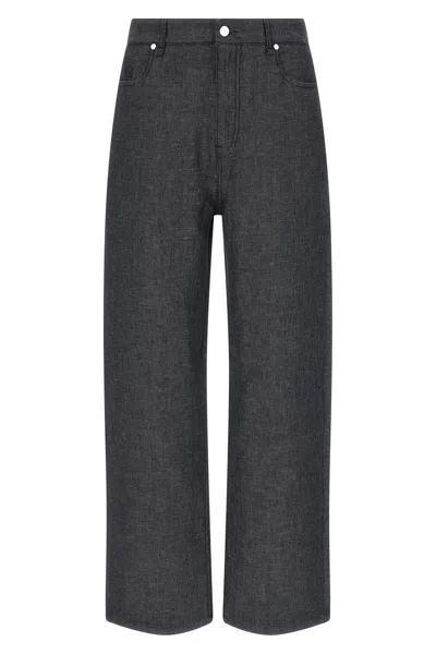 Fendi Ff Selleria Jeans Trousers Belt Loops Pockets In Gray