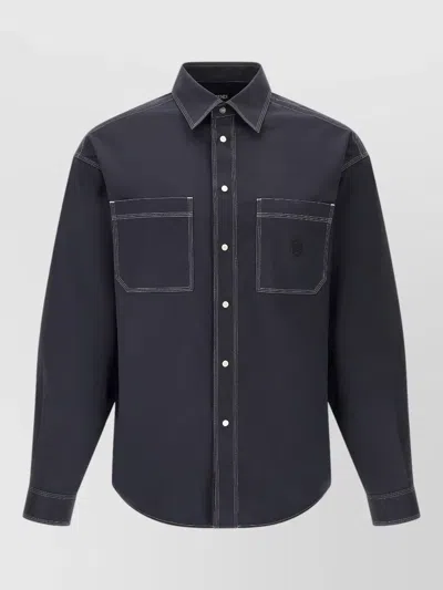 Fendi Cotton Overshirt With Contrast Stitching Shirt In Multi