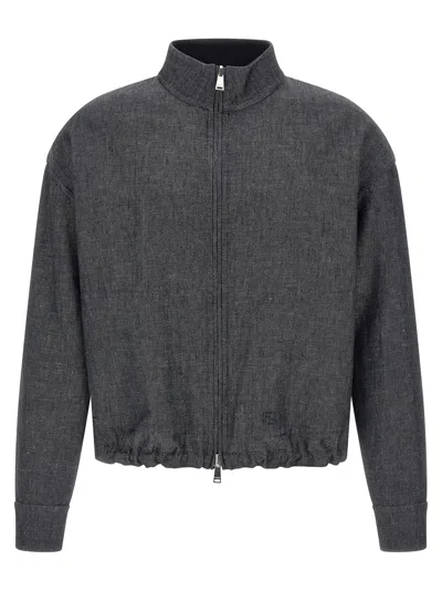 Fendi Ff Selleria Reversible Blouson In Grey