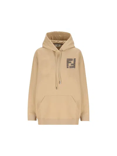 FENDI FF SEQUIN-EMBELLISHED DRAWSTRING HOODIE