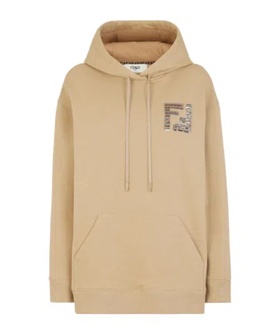 FENDI FENDI FF SEQUIN-EMBELLISHED DRAWSTRING HOODIE
