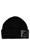 Fendi Men Black Wool Blend Beanie Hat